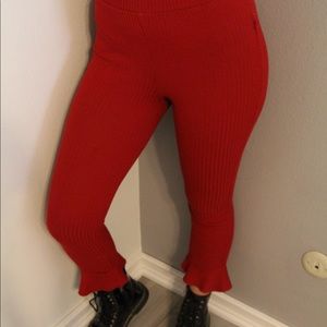 Tight red cozy pants